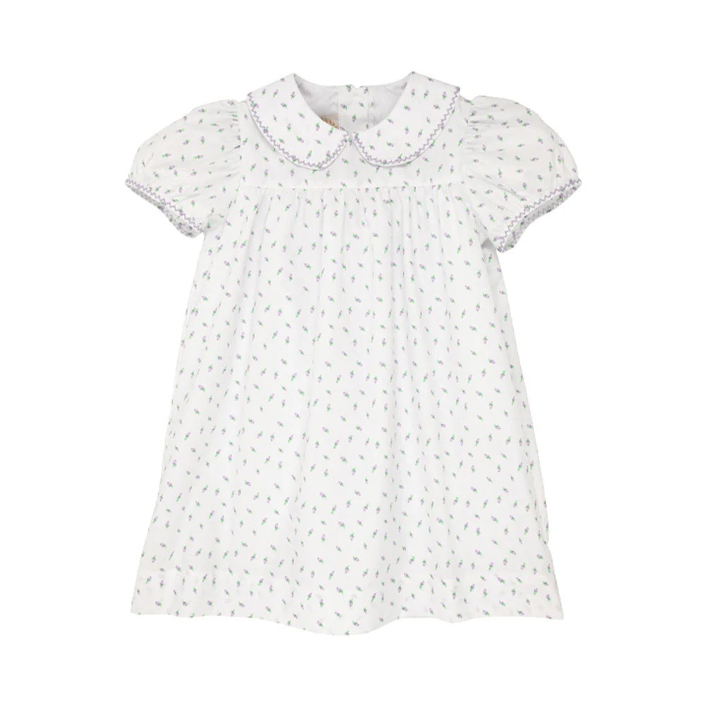The Beaufort Bonnet Company White and Purple Kids Dress